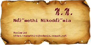 Némethi Nikodémia névjegykártya